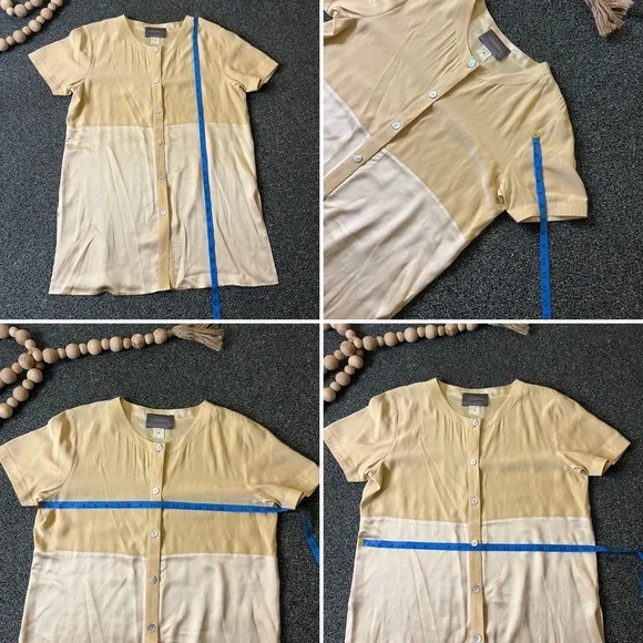 Cream High-Waist Trouser Shirt-Sleeve Tunic 100% Silk Vintage Coord Matching Set